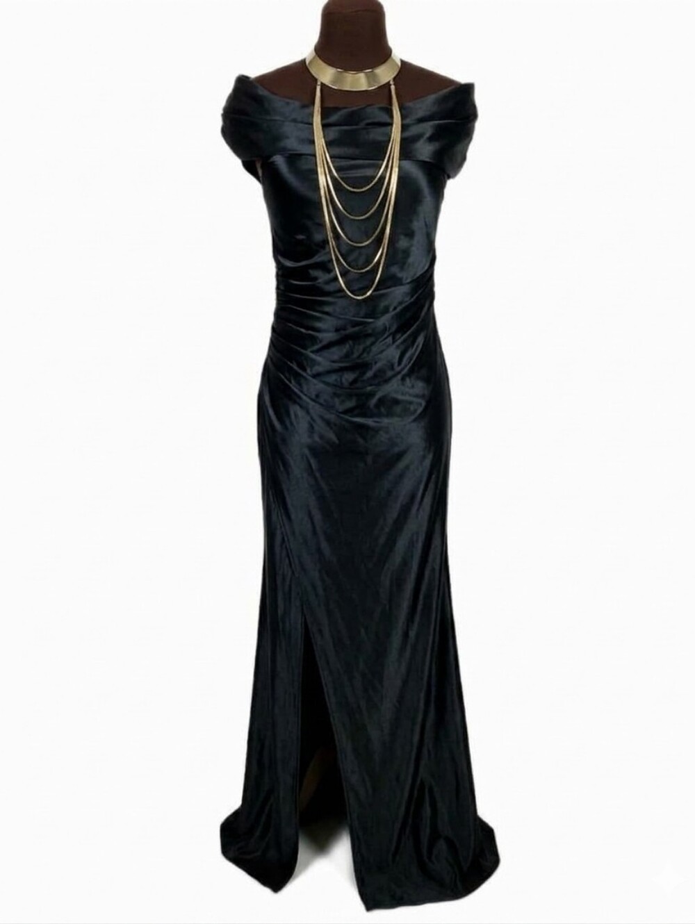 New Sz XL Elegant Black Off-Shoulder Evening Gown